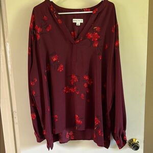 Women's Burgundy Floral Top